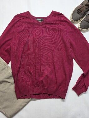 Eddie Bauer Pima Cotton, Burgandy, M Tall